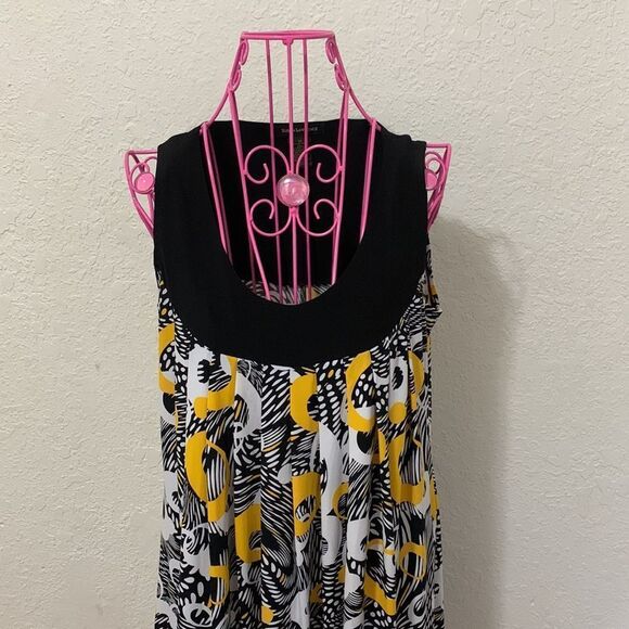 Susan Lawrence yellow black and white tent style dress - Picture 5 of 16